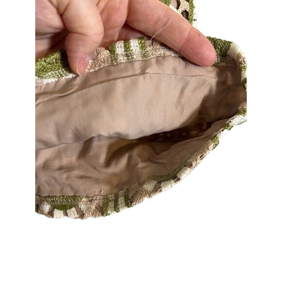 Retro Quilt Patchwork Crochet Dress Tan XL Boho Indie Folk Preppy Neutral 80s - Picture 7 of 11